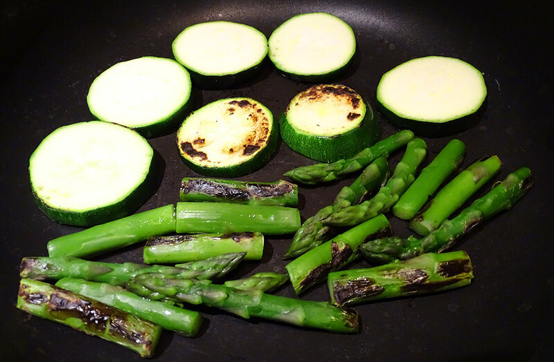 The veg should be brown and charry