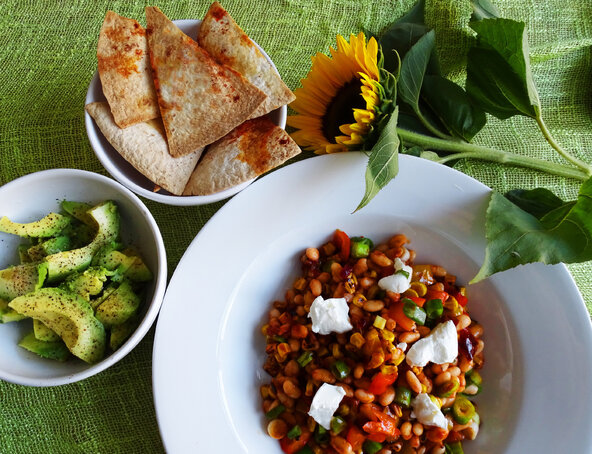 Charred corn salad with a smoky dressing
